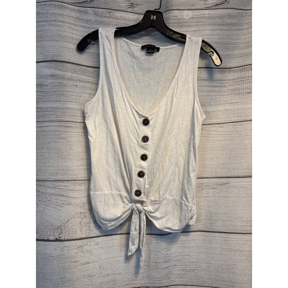 Sanctuary Tied To You Cotton Button-Front Tank Top Sleeveless Size S